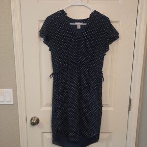 H&M Navy Blue Dress with White Dots Size 8